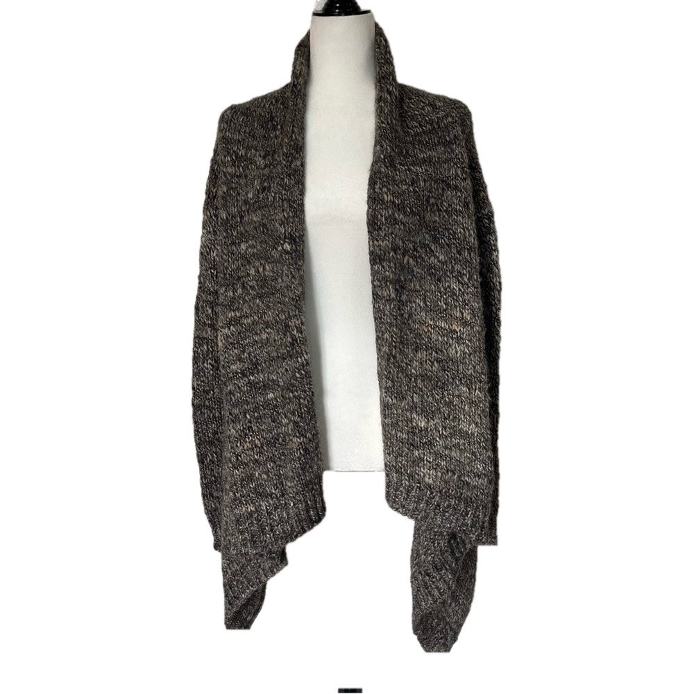 Talbots Women’s Brown Wool Alpaca Blend Open Front Waterfall Cardigan Sweater S